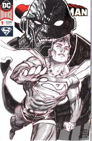 Superman and Darkseid on Sketch Cover by Eric Canete
